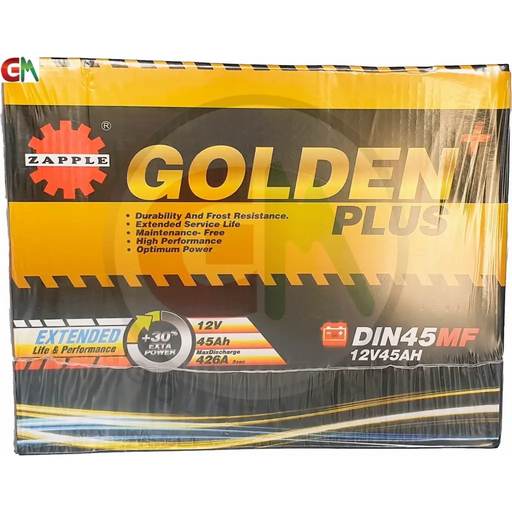 Zapple Golden Plus Car Battery - DIN45MF 12V45AH - Car
