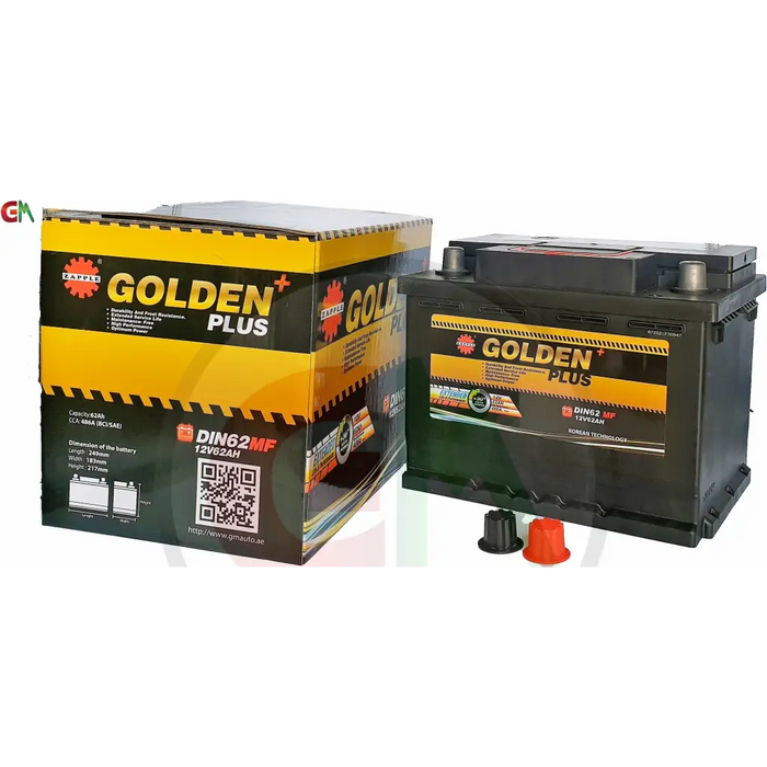 Zapple Golden Plus Car Battery - DIN62MF 12V62AH - Car