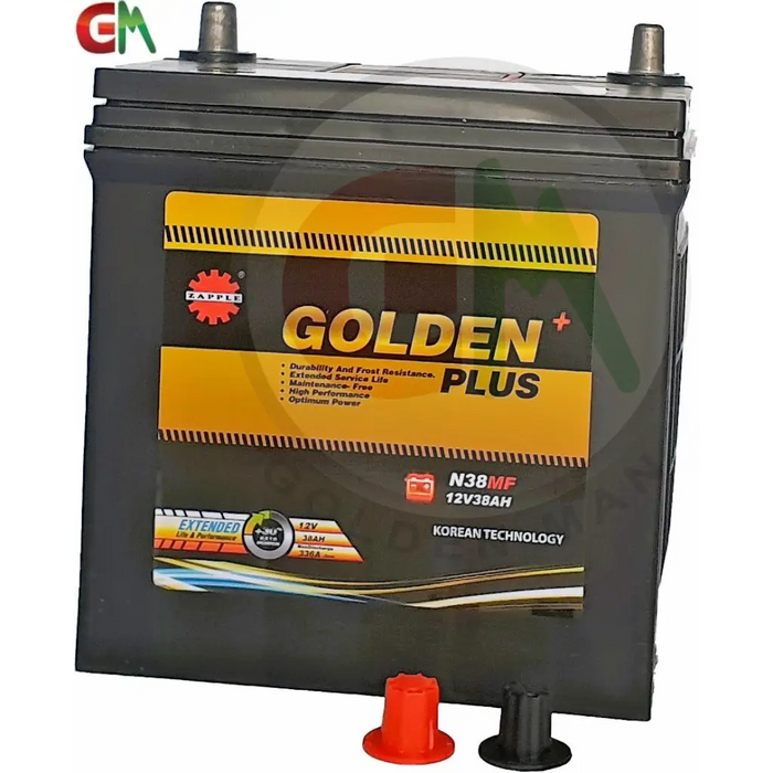 Zapple Golden Plus Car Battery - N38MF 12V38AH - Car Battery