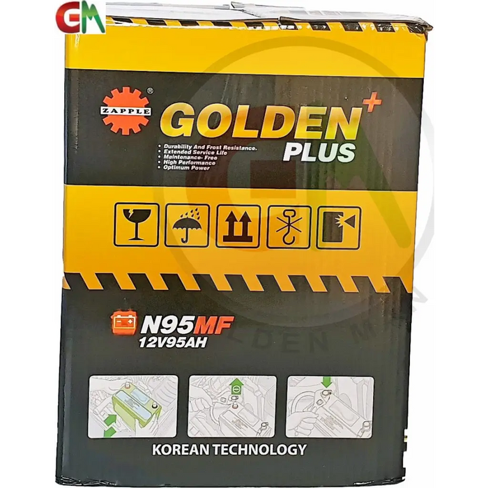Zapple Golden Plus Car Battery - N95MF 12V95AH - Car Battery